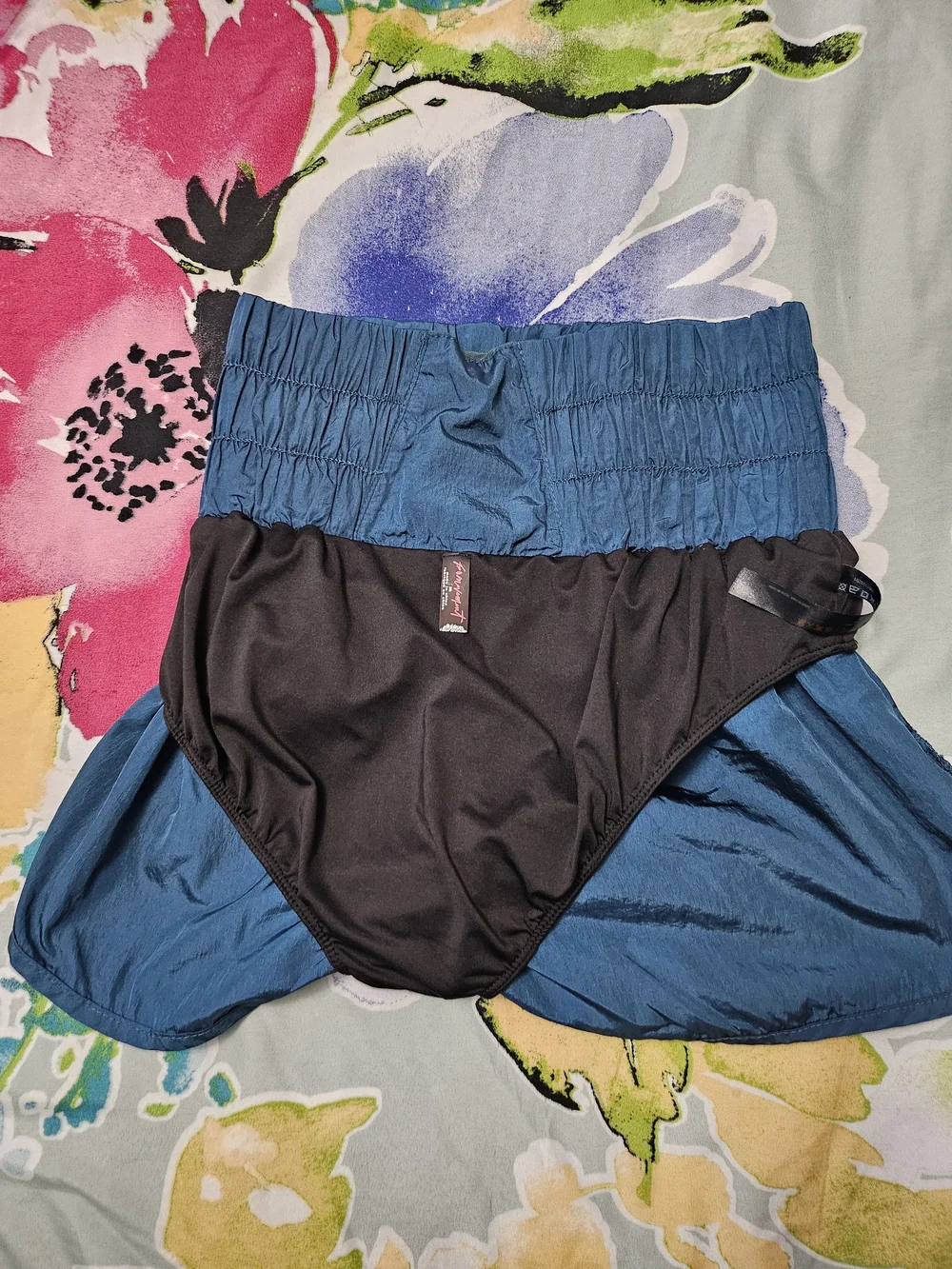 Free People High-Waist Indigo Smocked Shorts